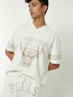 max - Men's Off White Polyester Regular Fit Printed T-Shirt