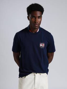 Tommy Hilfiger - Men's Navy Blue Cotton Regular Fit Solid T-Shirt