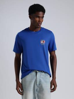 Tommy Hilfiger - Men's Blue Cotton Regular Fit Solid T-Shirt