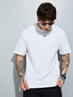 max - Men's White Cotton Regular Fit Solid T-Shirt
