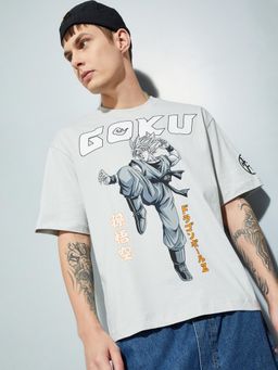max - Men's Grey Cotton Regular Fit Graphic T-Shirt
