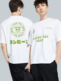 max - Men's White Cotton Regular Fit Graphic T-Shirt