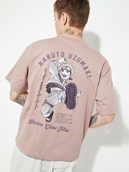 max - Men's Pink Cotton Regular Fit Graphic T-Shirt