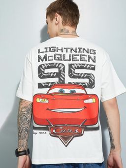 max - Men's White Cotton Regular Fit Graphic T-Shirt