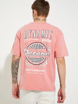 max - Men's Pink Cotton Regular Fit Graphic T-Shirt