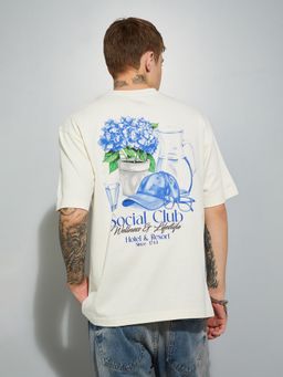 max - Men's Off White Cotton Regular Fit Graphic T-Shirt