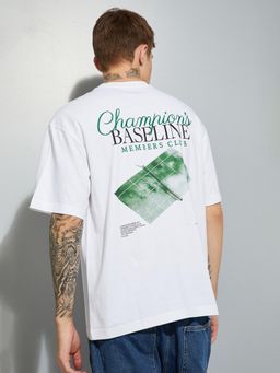 max - Men's Off White Cotton Regular Fit Graphic T-Shirt