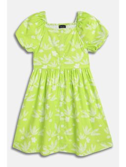 Allen Solly - Girls Green Printed Casual Dress