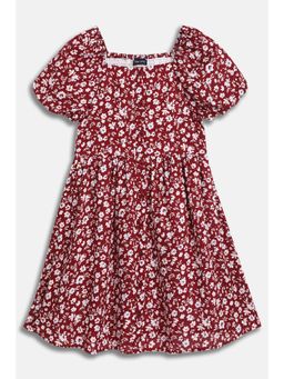 Allen Solly - Girls Maroon Printed Casual Dress