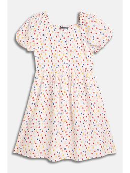 Allen Solly - Girls White Printed Casual Dress