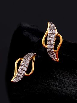 Estele - Gold Plated CZ Leafy Stud Earrings for Women