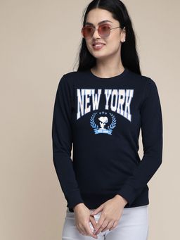 Free Authority - Women Peanuts Printed Blue Sweatshirt