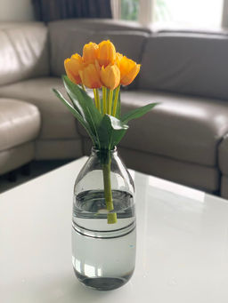 Fourwalls - Beautiful Artificial Decorative Tulip Flower Bunch with 9 Branches (38 cm Tall, Yellow)
