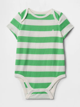 GAP - Green Regular Round Neck Striped Onesie