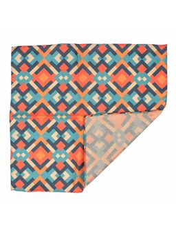 The Tie Hub - Orange and Green Square Silk and Cotton Pocket Square
