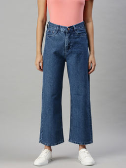 SHOWOFFFF - Women's Casual Wide Leg High-rise Blue Jeans