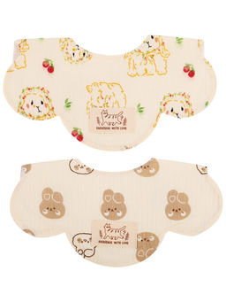 Nuluv - Baby Beige Muslin Cotton Quick-Dry & Soft Bibs (Pack of 2) (0-3 Months)