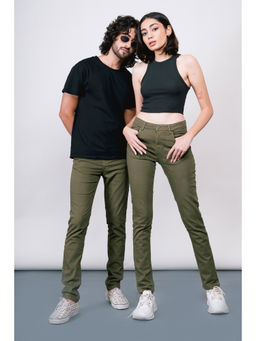 FREAKINS - Unisex Olive Green Skinny Jeans