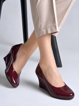 Shoetopia - Women Cherry Wedge Pump Heels Comfortable Closed-Toe