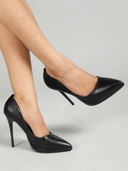 Flat n Heels - Black Pointed Stiletto Pump Heels