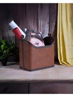Premsons - Faux Leather Magazine Rack - Magazine Organizer - Dark Orange & Brown