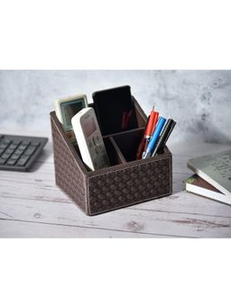 Premsons - Woven Remote Holder - Stylish Organizer - 3 Compartments - Brown