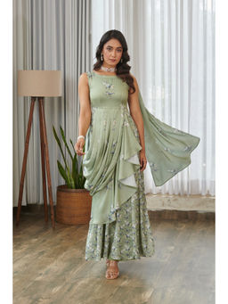 Pasha India - Tulsi Green Ruffle Saree Dress