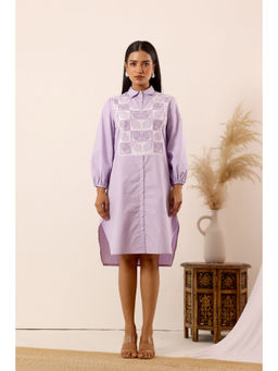 Zolo Label - Lilac Dream Cotton Knee Length Shirt Dress