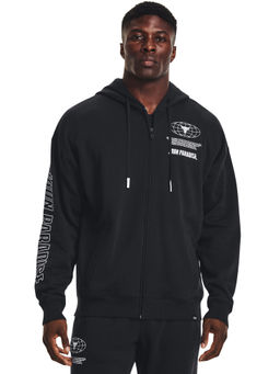 Under Armour - Black Project Rock Disrupt Rival Fleece Full Zip Sweatshirt