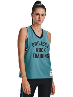 Under Armour - Turquoise Project Rock Penny Mesh Reversible Tank Top
