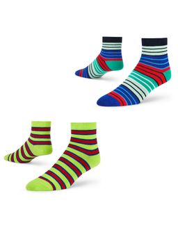 Dynamocks - Men and Women Stripes Ankle Length Socks - Free Size - Pack of 2 Pairs