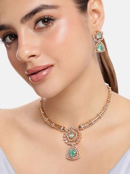Estele - Cz Mint Green Necklace Set for Women