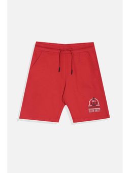 Allen Solly - Boys Red Cotton Blend Textured Shorts