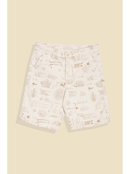 Allen Solly - Boys Beige Cotton Blend Printed Shorts