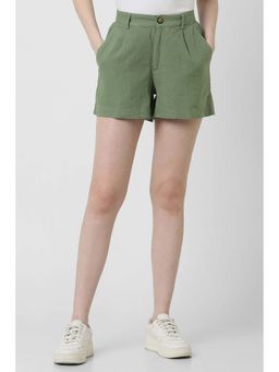 Van Heusen - Women Green Viscose Textured Shorts