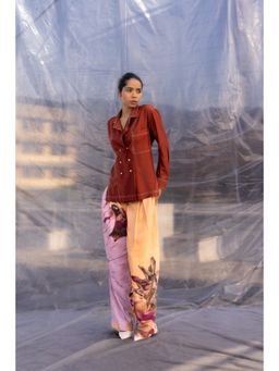 BENNCH - Peach Dahlia Pant & Brown Shirt (Set of 2)