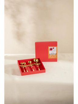 Freedom Tree - Red Stripe Flowers Steel Measuring Spoon (Set Of 4)