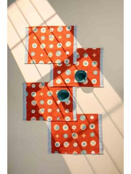 Freedom Tree - Celestial Sky Cotton Amber Orange Table Mat (Set Of 4)