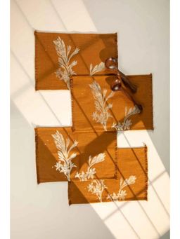 Freedom Tree - Tuberose Cotton Gold Ochre Table Mat (Set Of 4)