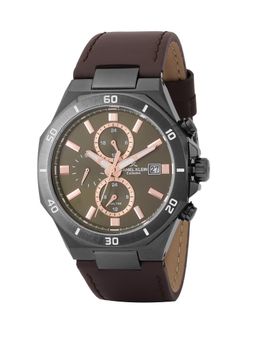 Daniel Klein - old Cata Men Genuine Leather Round Olive Dial Watch-DK.1.14003-4 (Medium)