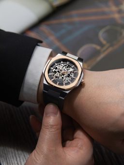 French Connection - Autaros Men Silicon Round Black Dial Watch-FCA31RTB (Medium)