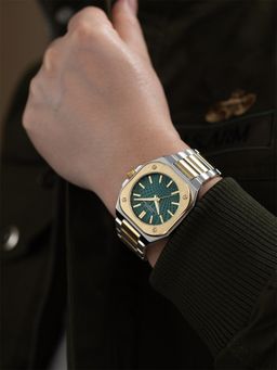 French Connection - CUBISTE Men Stainless Steel Round Green Dial Watch-FCB18NTM (Medium)