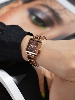French Connection - Veloura Women Stainless Steel Round Brown Dial Watch-FCB23BRM (Medium)