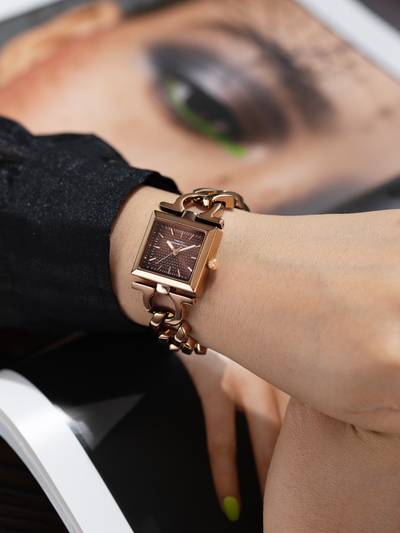 Veloura Women Stainless Steel Round Brown Dial Watch-FCB23BRM (Medium)