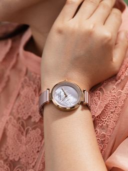 French Connection - Halo Forme Women Stainless Steel Round Pink Dial Watch-FCB24PM (Medium)