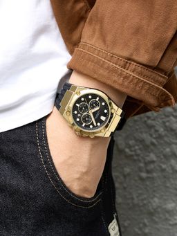French Connection - Stratonix Men Silicon Round Black Dial Watch-FCH28GBL (Medium)