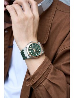 French Connection - Stratonix Men Silicon Round Green Dial Watch-FCH28RBL (Medium)