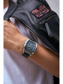 French Connection - Powerchron Men Stainless Steel Rectangular Blue Dial Watch-FCH30GNM (Medium)