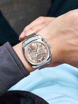 French Connection - Vantorq Men Stainless Steel Round Beige Dial Watch-FCH31KSM (Medium)
