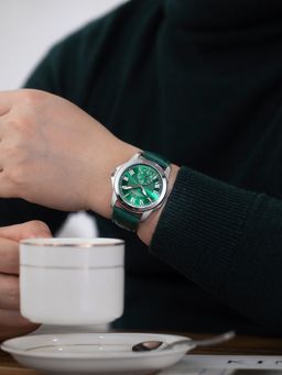 French Connection - Romanite Men Leather Round Green Dial Watch-FCMX07NL (Medium)